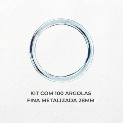 Imagem de Kit 100 unidades argola fina 28mm metalizada para cortina