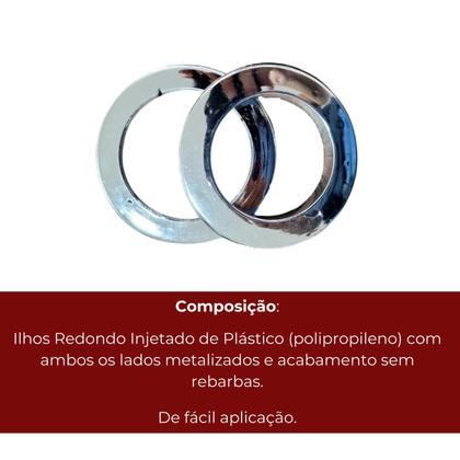 Imagem de Kit 100 unidades ilhós redondo duo 28mm metalizado para cortina