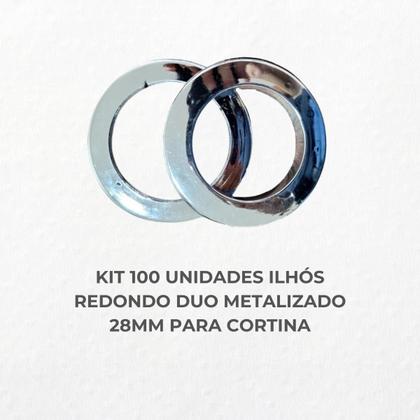Imagem de Kit 100 unidades ilhós redondo duo 28mm metalizado para cortina