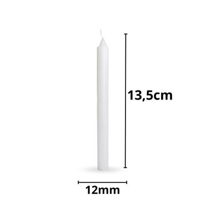 Imagem de Kit 100 Vela Palito Branca (13,5cm X 1,2cm) Atacado Parafina Pura
