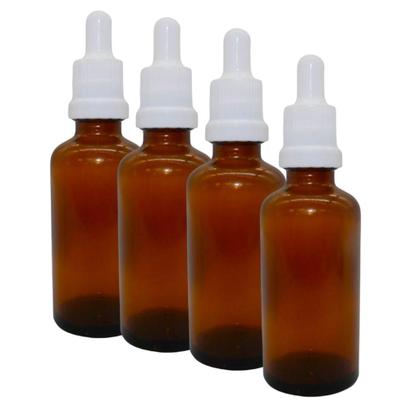 Imagem de Kit 100 vidro ambar 30 ml + canula + bulbo + tampa lacre com furo branca