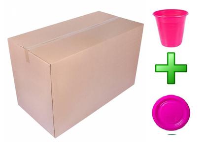 Imagem de Kit 1000 Copo Plastico 200Ml + 500 Prato 15Cm Rosa Pink