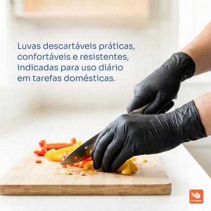 Imagem de Kit 1000 Luvas Descartáveis Impermeável Resistente Cor Preto Preto G