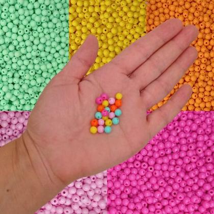 Imagem de Kit 1000 Perolas Leitosa Inteira 6mm Com Furo 5 Cores