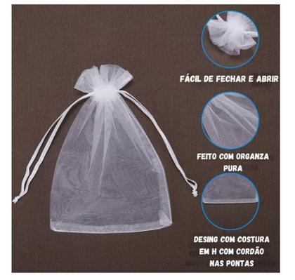 Imagem de Kit 1000 Saco Organza Tule 7x9cm Saquinho Branco Lembrancinhas Artesanato