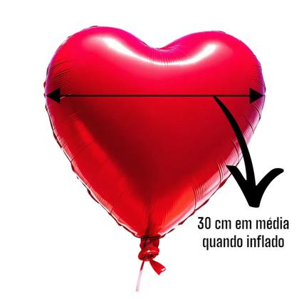 Imagem de Kit 100un Balão coração de látex Número 12 vermelho 30 cm