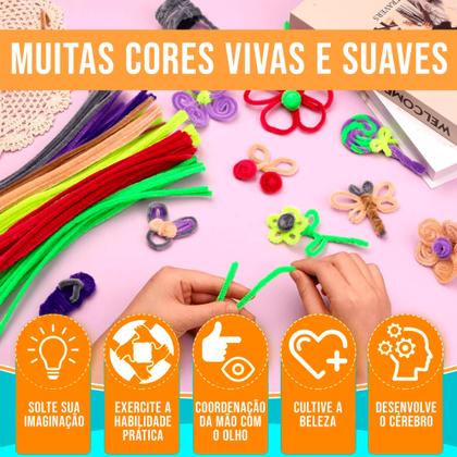 Imagem de Kit 100un Hastes De Chenille Colorido Limpador Cachimbo 30cm