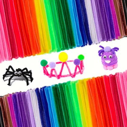 Imagem de Kit 100un Hastes De Chenille Colorido Limpador Cachimbo 30cm