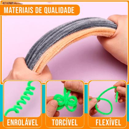 Imagem de Kit 100un Hastes De Chenille Colorido Limpador Cachimbo 30cm