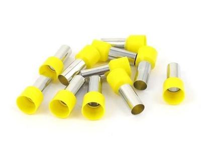 Imagem de Kit 100Un Terminal Tubular Ilhós 25Mm Pré Isolado Amarelo