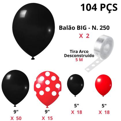 Imagem de Kit 104 PÇS Balões Festa temática Minnie Tira Arco Desconstruído 5 Metros, Aniversário, Balões N9, Balão de Aniversário, Kit decoração Minnie