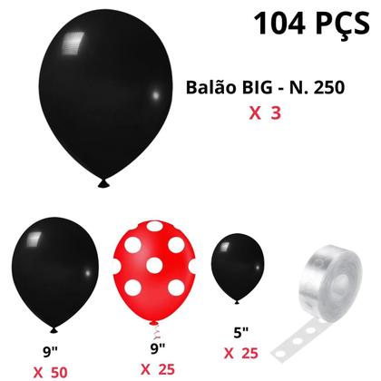 Imagem de Kit 104 PÇS Balões Festa temática Minnie Tira Arco Desconstruído 5 Metros, Aniversário, Balões N9, Balão de Aniversário, Kit decoração Minnie