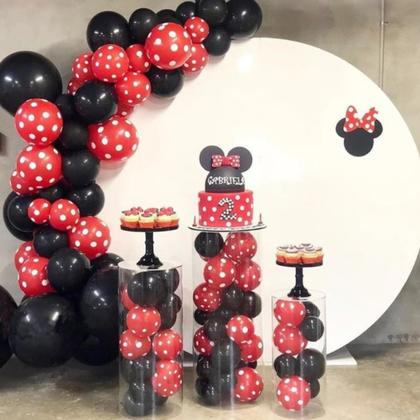 Imagem de Kit 104 PÇS Balões Festa temática Minnie Tira Arco Desconstruído 5 Metros, Aniversário, Balões N9, Balão de Aniversário, Kit decoração Minnie