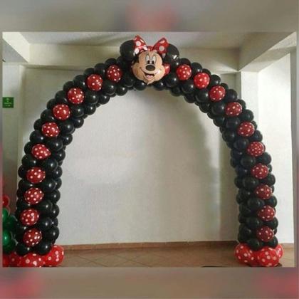 Imagem de Kit 104 PÇS Balões Festa temática Minnie Tira Arco Desconstruído 5 Metros, Aniversário, Balões N9, Balão de Aniversário, Kit decoração Minnie