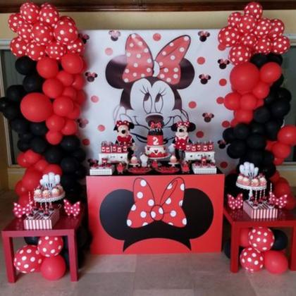Imagem de Kit 104 PÇS Balões Festa temática Minnie Tira Arco Desconstruído 5 Metros, Aniversário, Balões N9, Balão de Aniversário, Kit decoração Minnie