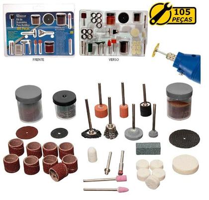 Imagem de Kit 105 Acessórios Dremel Micro Retifica Lixas Disco Escovas