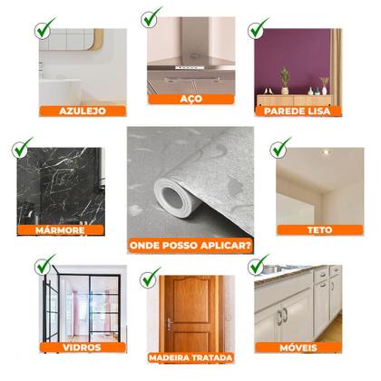 Imagem de Kit 10m Adesivo Vinílico Folhagem Branco Acinzentado Lavavel 500x60cm