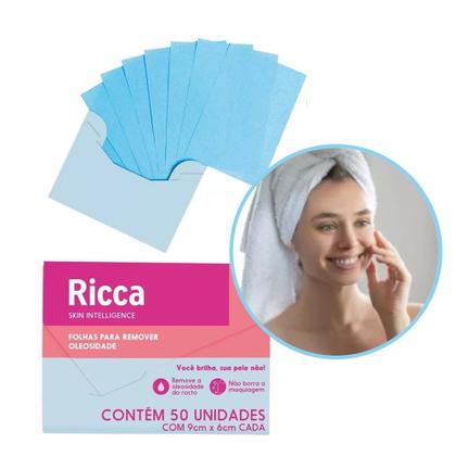 Imagem de Kit 10x 50 Lenços Removedor de Oleosidade Facial Limpador 9x6cm Ricca