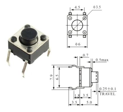 Imagem de Kit 10x chave táctil kfc-a06 - 6x6x5 mm - 4 terminais