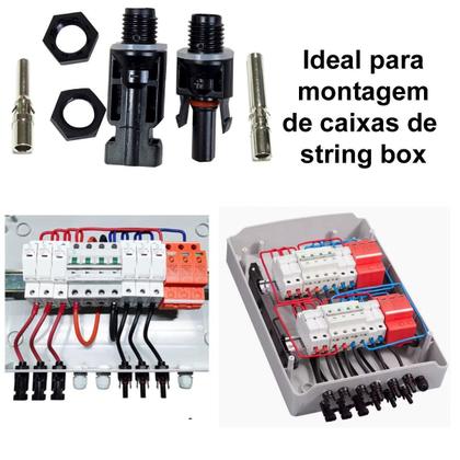 Imagem de Kit 10X Conector Mc4 50A M12 Rosca Energia Solar Stringbox