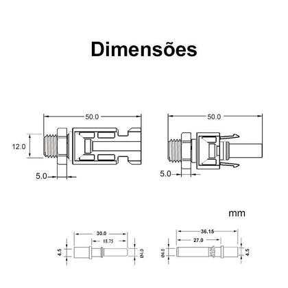Imagem de Kit 10X Conector Mc4 50A M12 Rosca Energia Solar Stringbox