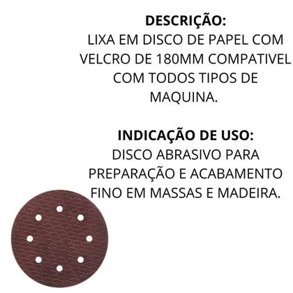 Imagem de Kit 10x Disco Abrasivo c/ tiras autocolantes 180mm Atlas