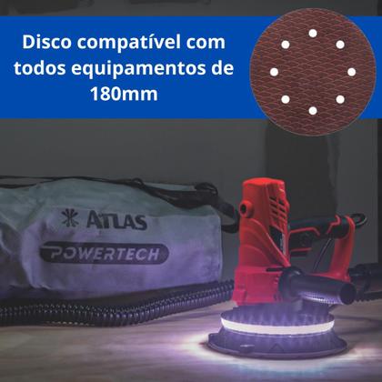 Imagem de Kit 10x Disco Abrasivo c/ tiras autocolantes 180mm Atlas