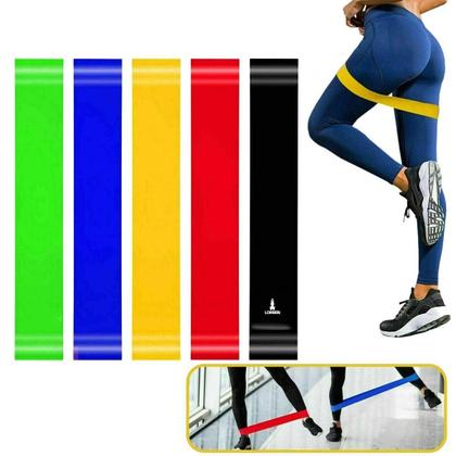 Imagem de Kit 10X Faixas Elásticas Mini Band Resistentes Yoga Pilates