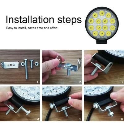 Imagem de Kit 10x Farol De Milha 14 Led 42w 12v/24v Redondo Off-road Trilha Moto Caminhão Carro Trator Suv Onibus Universal 6000k