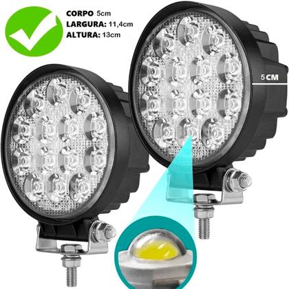 Imagem de Kit 10x Farol De Milha 14 Led 42w 12v/24v Redondo Off-road Trilha Moto Caminhão Carro Trator Suv Onibus Universal 6000k