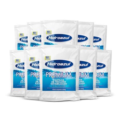 Imagem de Kit 10x Pastilha De Cloro Premium HIDROAZUL 200g