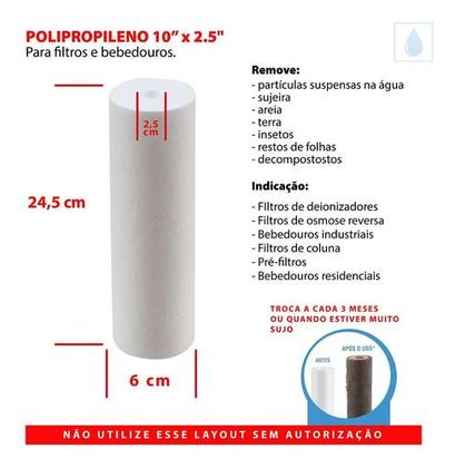 Imagem de Kit 10x Refil Polipropileno Para Filtros - 5 Micras