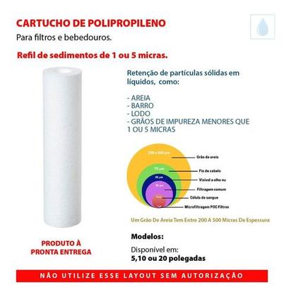 Imagem de Kit 10x Refil Polipropileno Para Filtros - 5 Micras