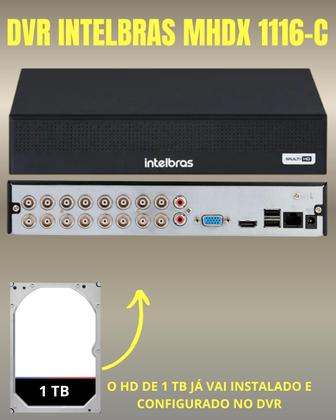 Imagem de Kit 11 Câmeras Intelbras Multi Hd 1120b Dvr 16 Canais Hd 1TB