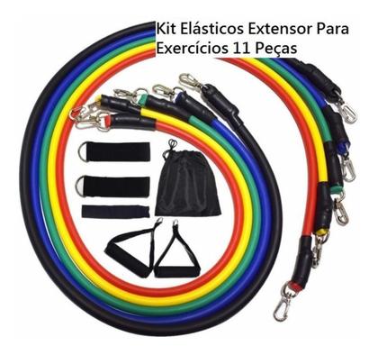 Imagem de Kit 11 Elastico Extensor Treino Academia Exercícios Em Casa