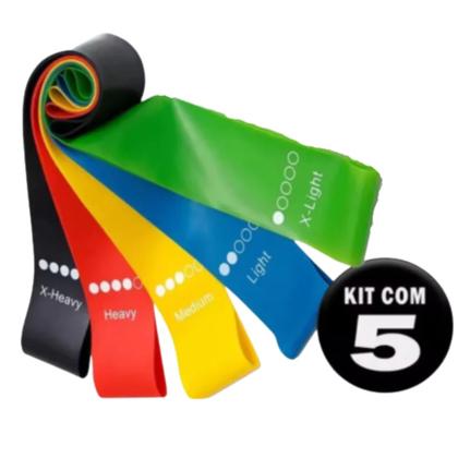 Imagem de Kit 11 Elastico Extensor Treino Funcional Academia Em Casa Ginastica Mais 5 Mini Bands Faixas Funcional Exercícios Fitness