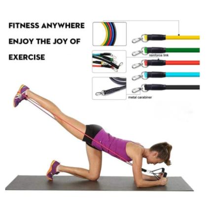 Imagem de Kit 11 Elastico Extensor Treino Funcional Academia Em Casa Ginastica Mais 5 Mini Bands Faixas Funcional Exercícios Fitness