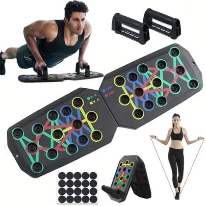 Imagem de Kit 11 Elastico Extensor Treino + Prancha Multi Exercícios