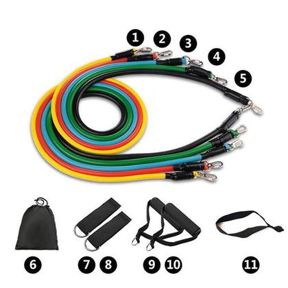 Imagem de Kit 11 Peças + 5 Mini Bands Ruber Faixa Elástica Malhar Casa