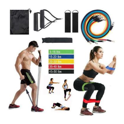 Imagem de Kit 11 Peças + 5 Mini Bands Ruber Faixa Elástica Malhar Casa