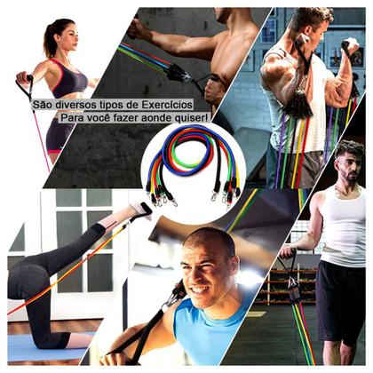 Imagem de Kit 11 Peças Elásticos Extensores Para Yoga E Exercício Fitness
