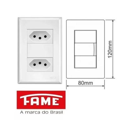 Imagem de Kit 11 Tomadas Dupla Padrão 2P+T Dist 4x2 10A Evidence - FAME