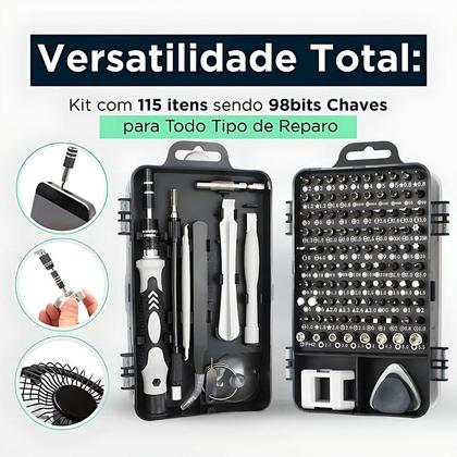 Imagem de Kit 115 Chave Precisão Reparo Celular Tablet Notebook Fenda
