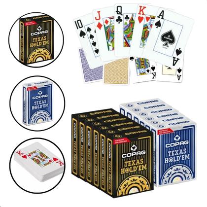 Imagem de Kit 12 Baralho Plástico Texas Hold'em NG - Poker Size Cx 12