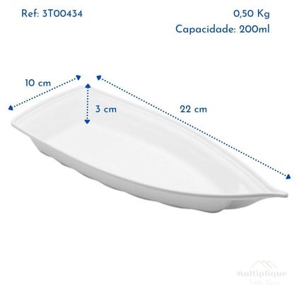 Imagem de Kit 12 Barca Barco para Açaí Sushi Sashimi Bandeja 22 Branco