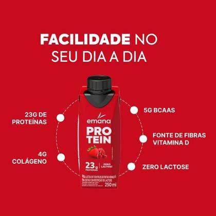 Imagem de Kit 12 Bebida Láctea Emana Protein Zero Lactose Sabor Frutas Vermelhas 250ml Cada