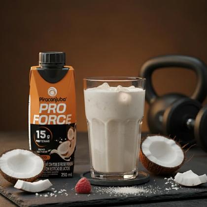 Imagem de kit 12 Bebida Láctea Zero Lactose Piracanjuba ProForce 15g Coco 250ml UHT