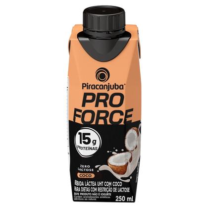 Imagem de kit 12 Bebida Láctea Zero Lactose Piracanjuba ProForce 15g Coco 250ml UHT