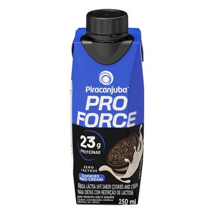 Imagem de Kit 12 Bebida Láctea Zero Lactose Piracanjuba ProForce Cookies and Cream 250ml UHT