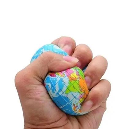 Imagem de Kit 12 Bola Macia Fisioterapia Anti Stress Massagem Mapa Mundial Globo